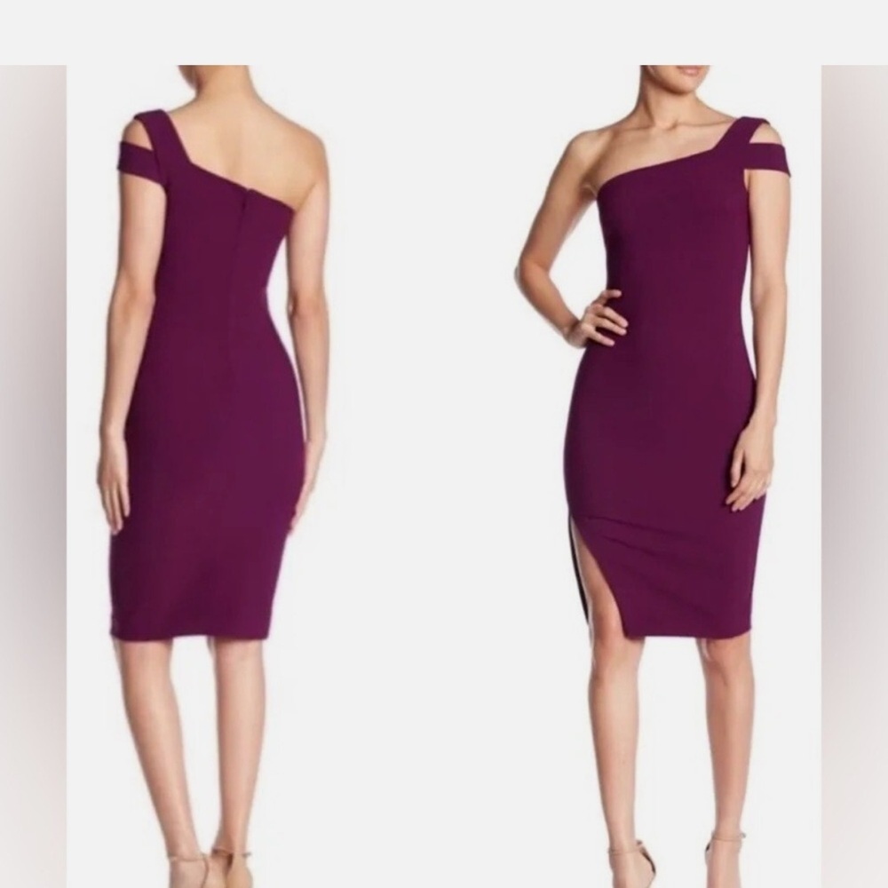 💜 Likely Packard One Shoulder Dress 💃 Plum Purple‎ Bodycon Midi NWT Size 4 ✨